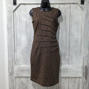 Calvin Klein | Brown marbled ruched form fitting dress Good Condition Size 2